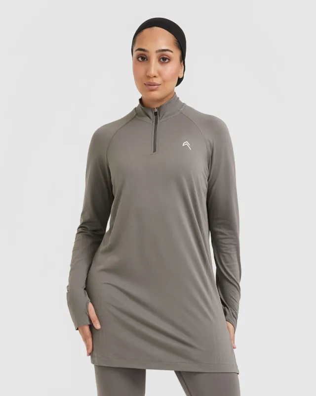 Go To Seamless Loose Long Sleeve Longline Top | Ash Grey sold by Oner Active