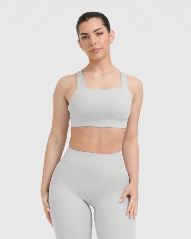 Timeless Wide Strap Sports Bra | Light Grey sold by Oner Active