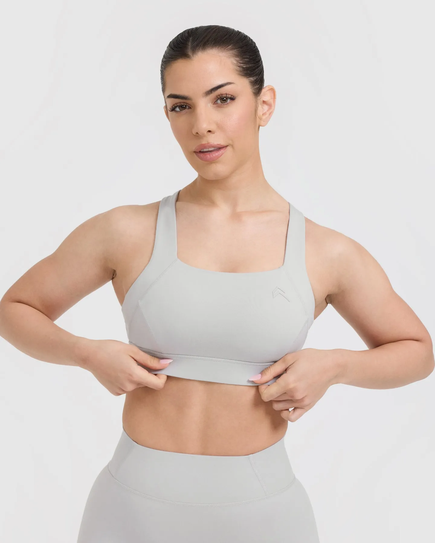 Timeless Wide Strap Sports Bra | Light Grey sold by Oner Active product image thumbnail 4