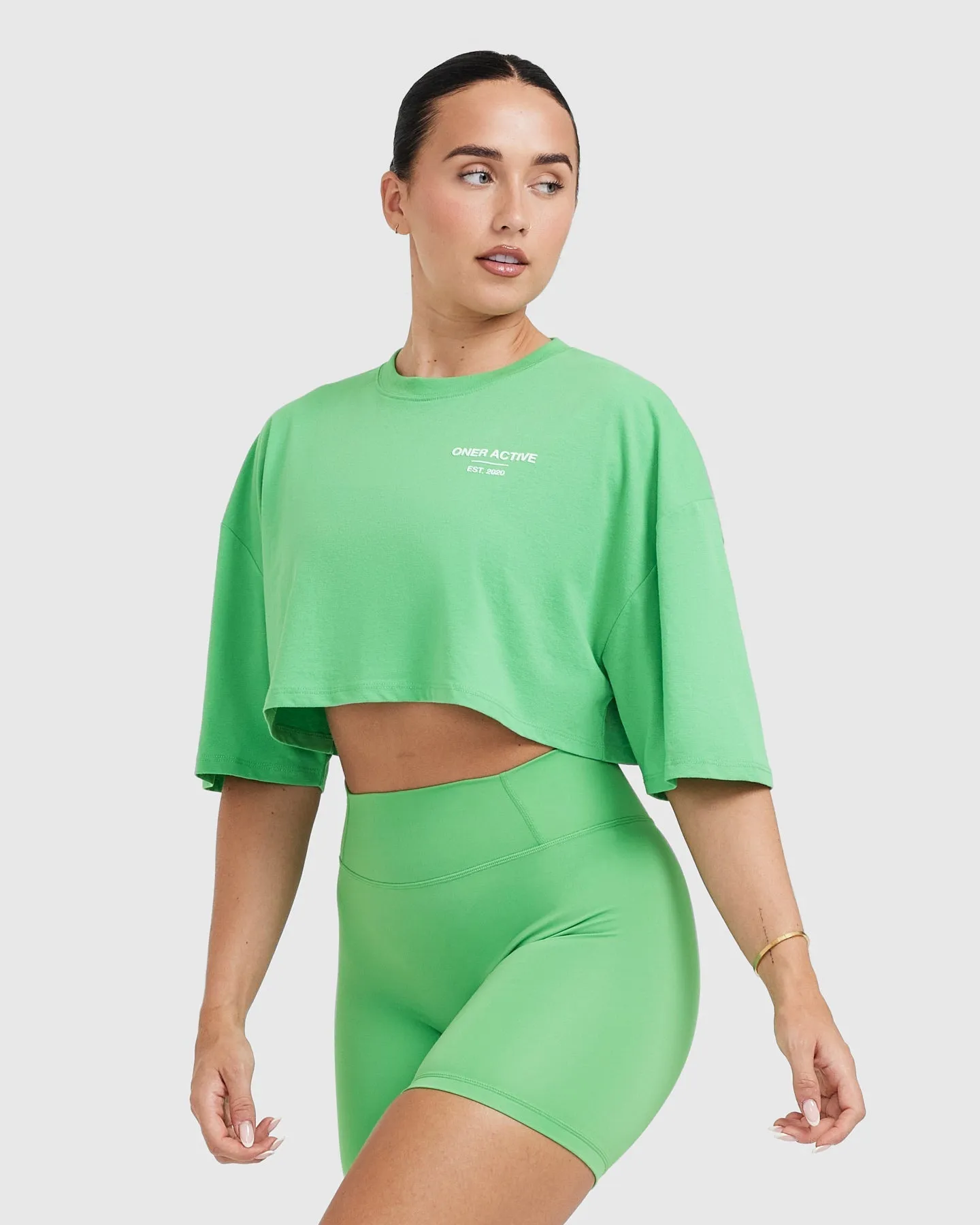 Classic Lifters Graphic Relaxed Crop Lightweight T-Shirt | Jade sold by Oner Active product image thumbnail 4