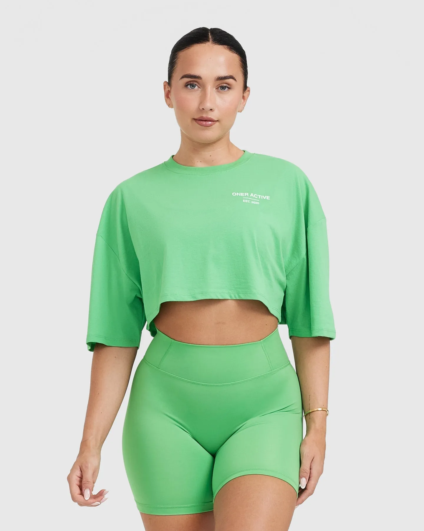 Classic Lifters Graphic Relaxed Crop Lightweight T-Shirt | Jade sold by Oner Active