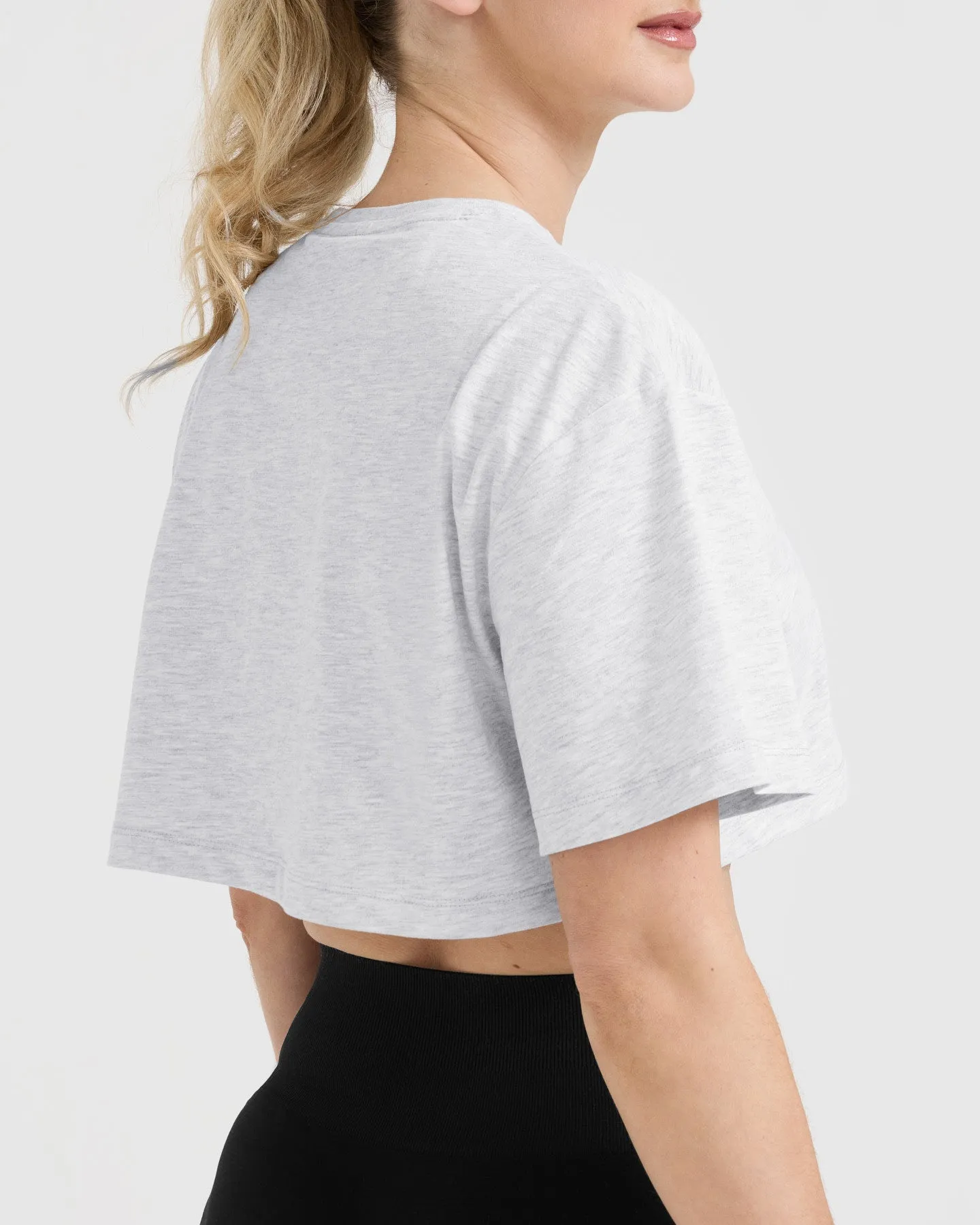 Classic Oner Graphic Crop Lightweight T-Shirt | Light Grey Marl sold by Oner Active product image thumbnail 4