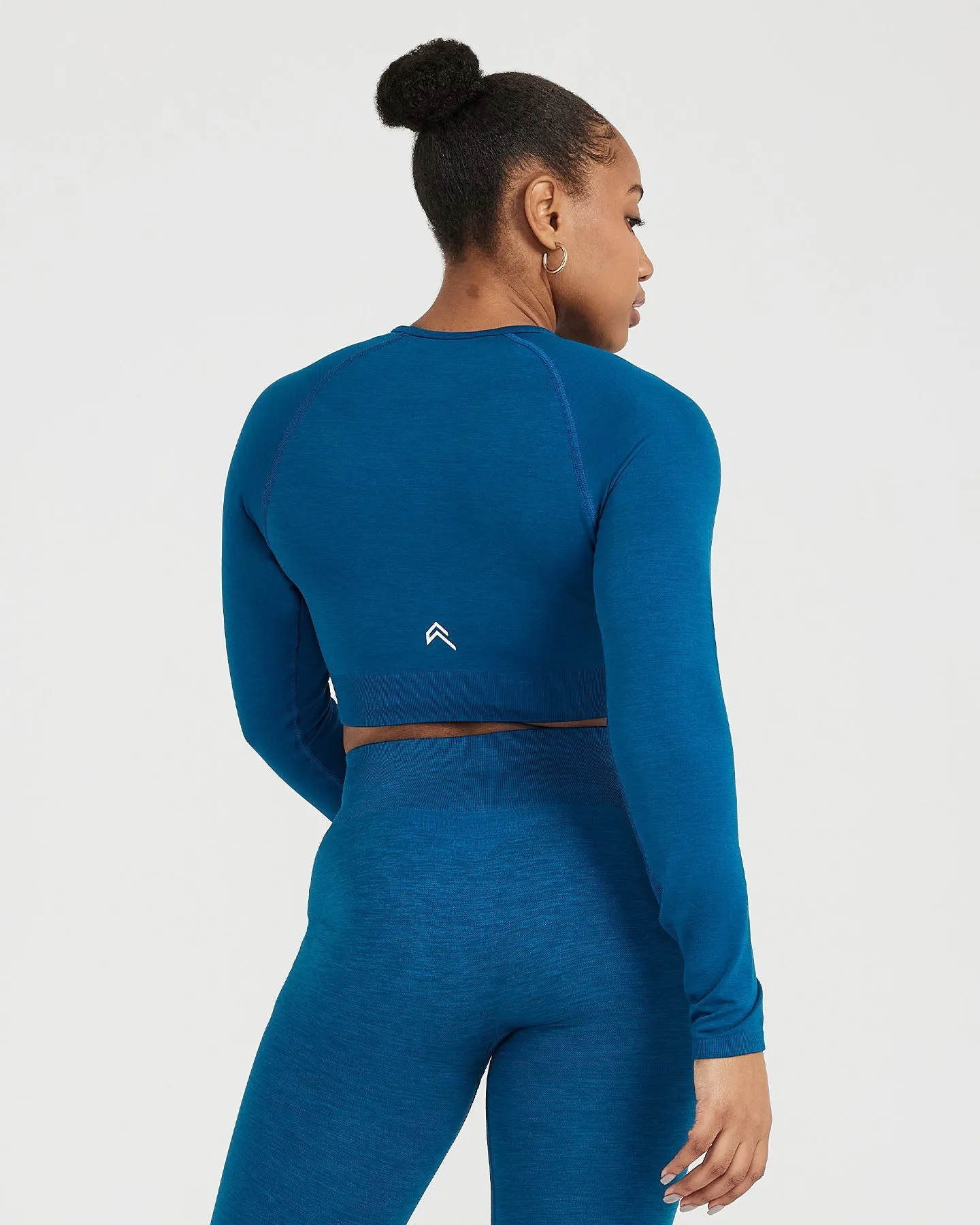 Classic Seamless 2.0 Long Sleeve Crop Top | Petrol Blue Marl sold by Oner Active product image thumbnail 4