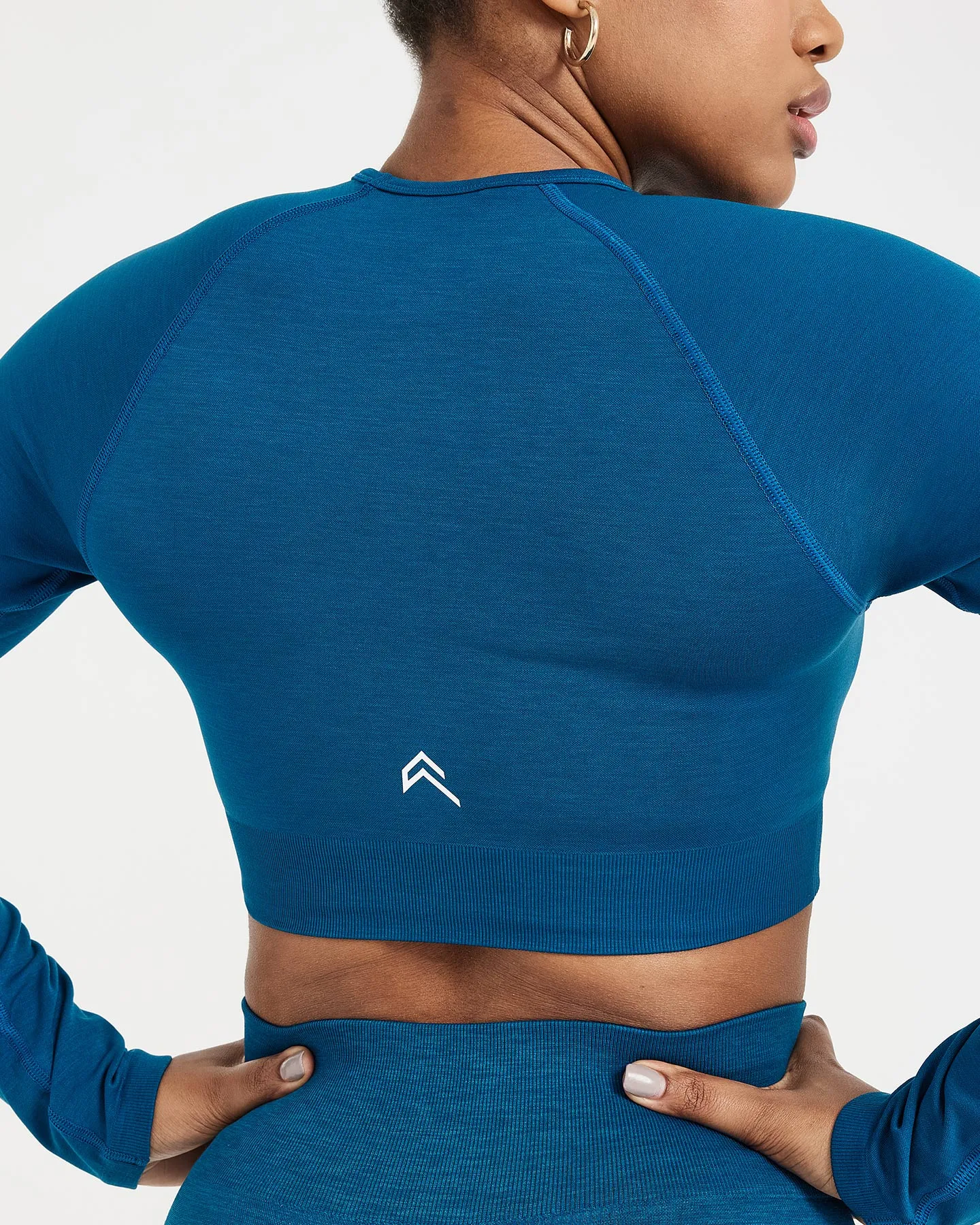 Classic Seamless 2.0 Long Sleeve Crop Top | Petrol Blue Marl sold by Oner Active product image thumbnail 5