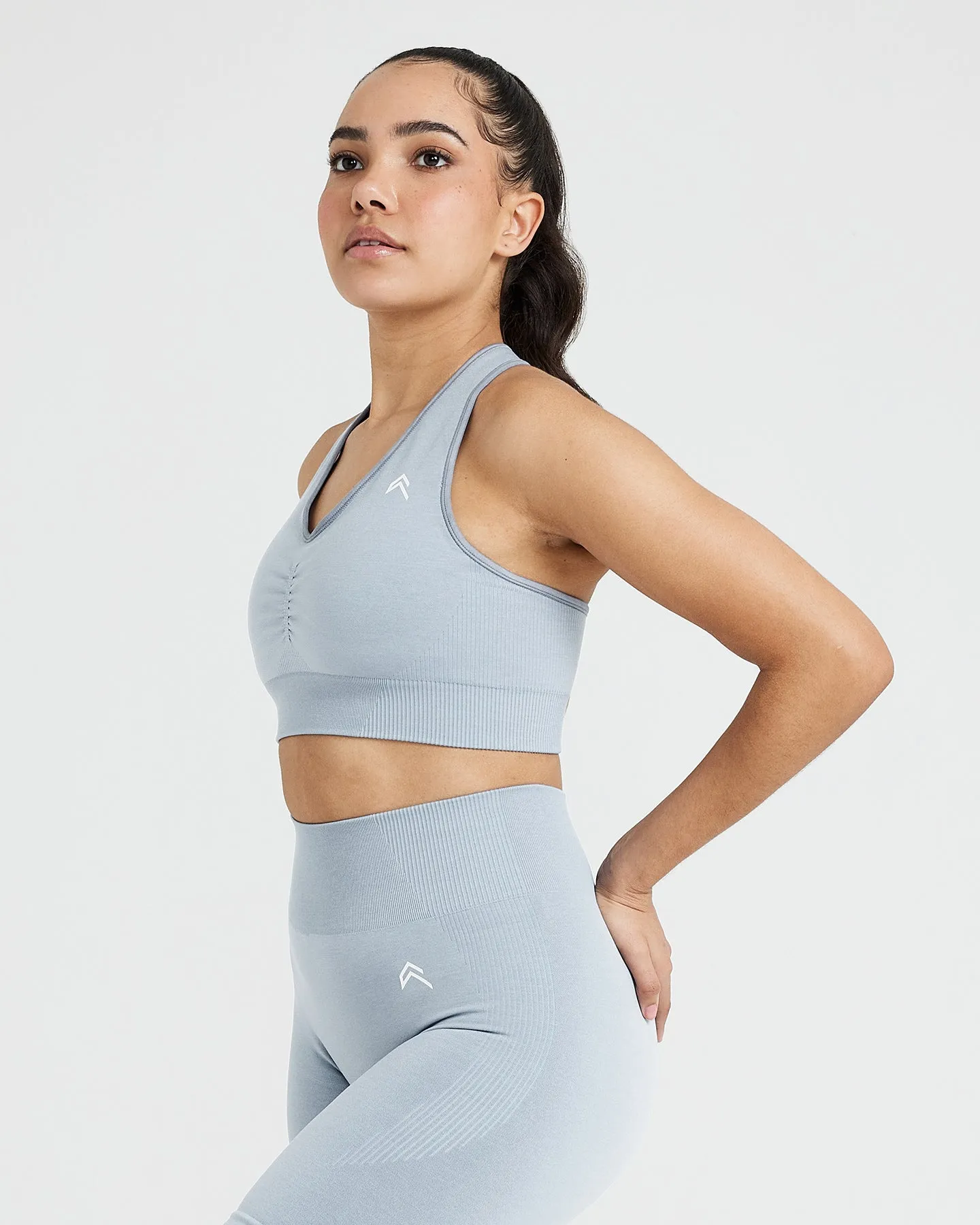 Classic Seamless 2.0 V-Neck Bralette | Smoke Grey Marl sold by Oner Active product image thumbnail 3
