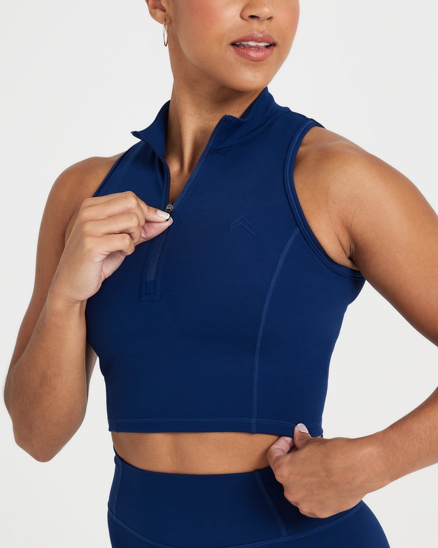 Timeless Half Zip Crop Tank | Midnight sold by Oner Active product image thumbnail 3