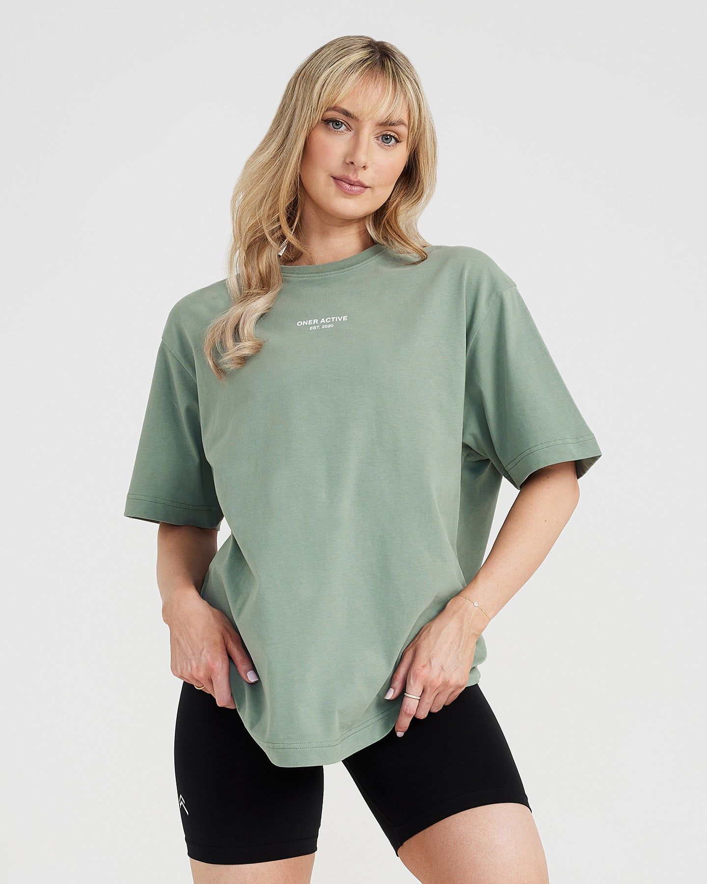 Graphic Oversized Short Sleeve Tee | Washed Sage sold by Oner Active