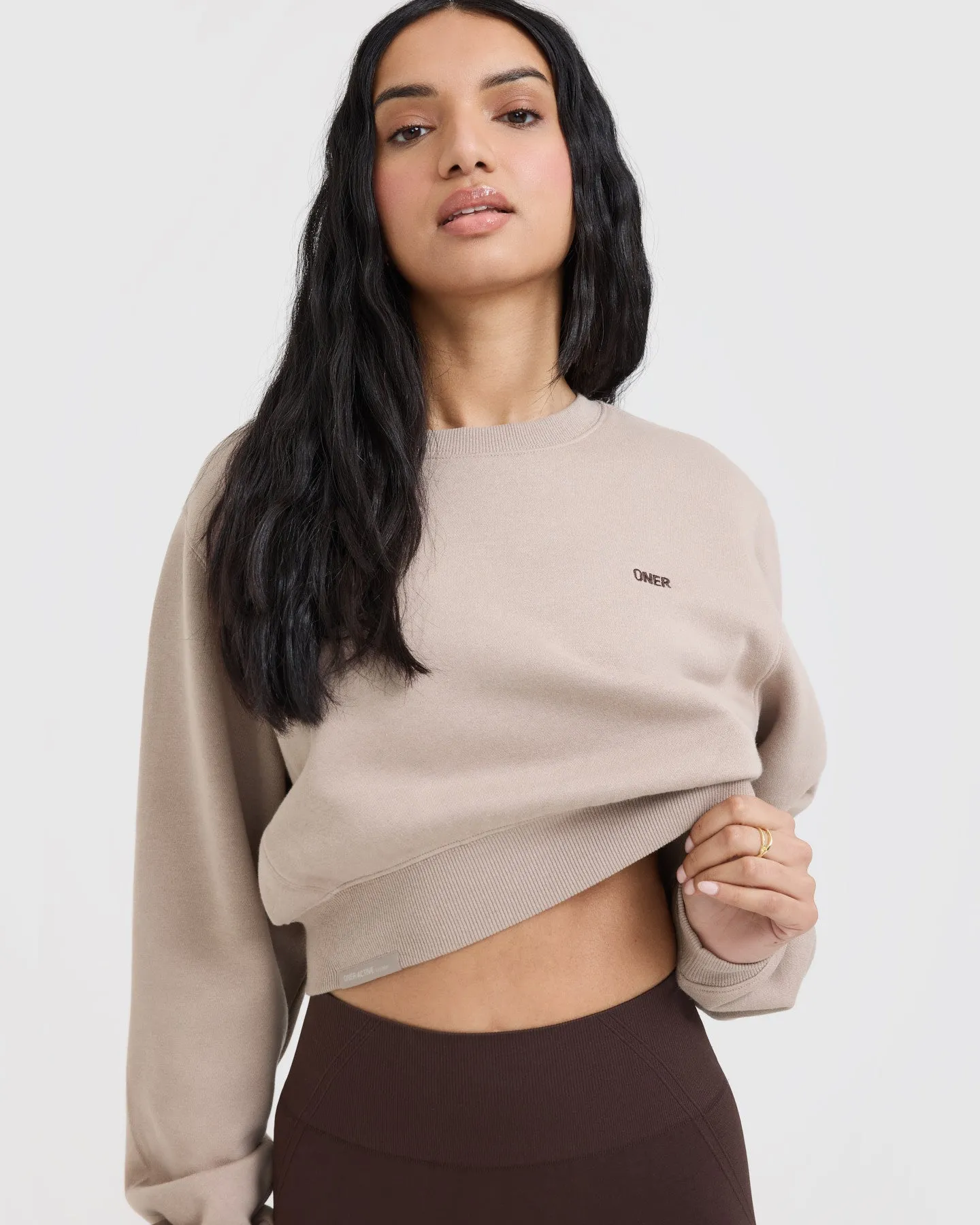 Foundations Crop Sweatshirt | Mushroom Brown sold by Oner Active product image thumbnail 4