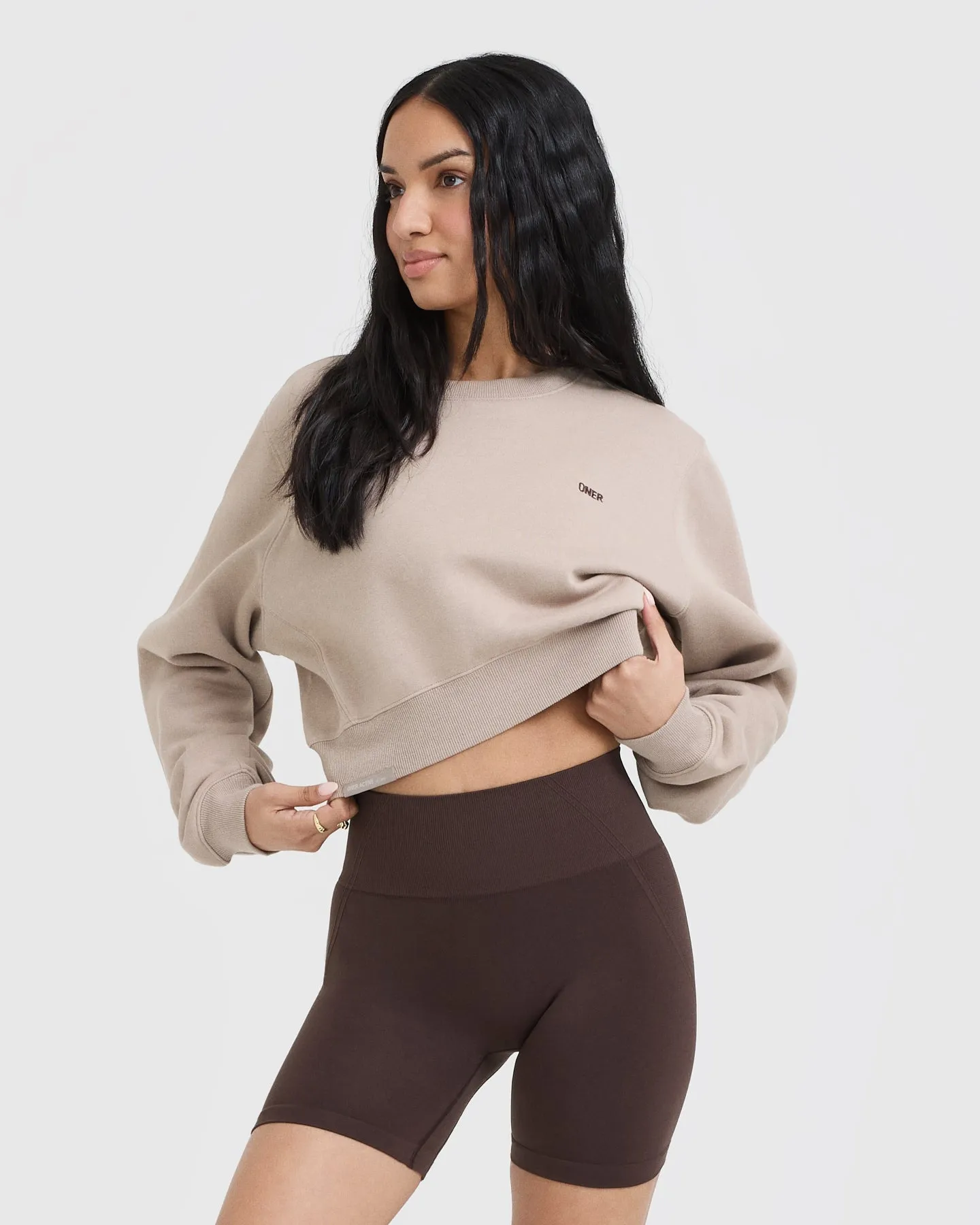 Foundations Crop Sweatshirt | Mushroom Brown sold by Oner Active
