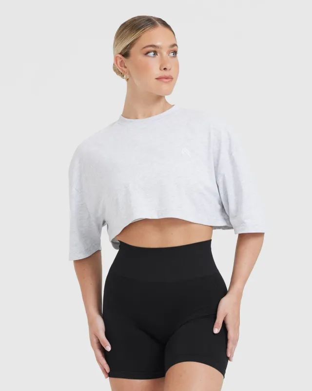 Classic Relaxed Crop Lightweight T-Shirt | Light Grey Marl sold by Oner Active