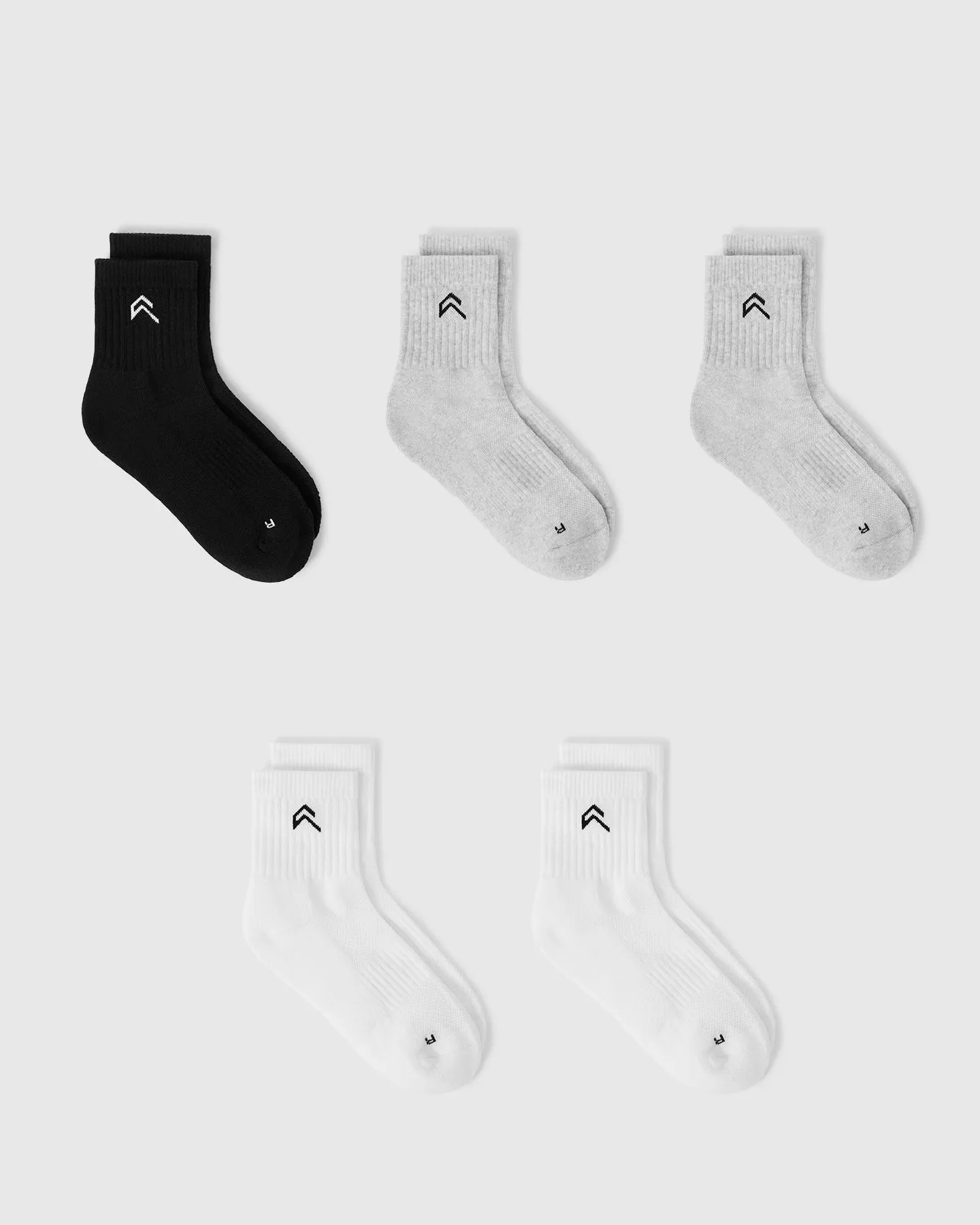 Mid Crew Socks 5 Pack | Grey/White/Black sold by Oner Active