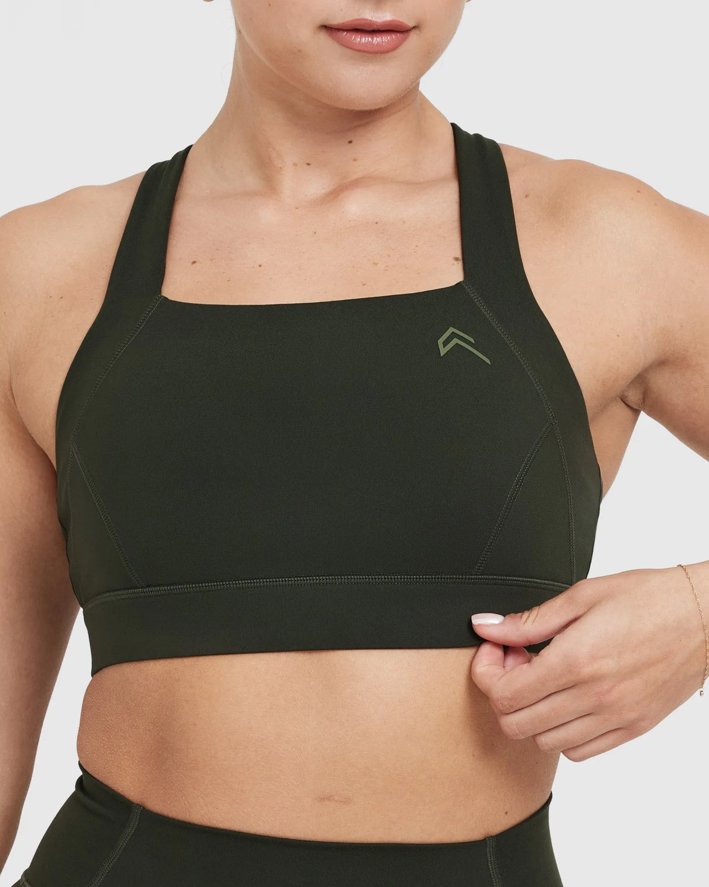 Timeless Wide Strap Sports Bra | Khaki sold by Oner Active product image thumbnail 4