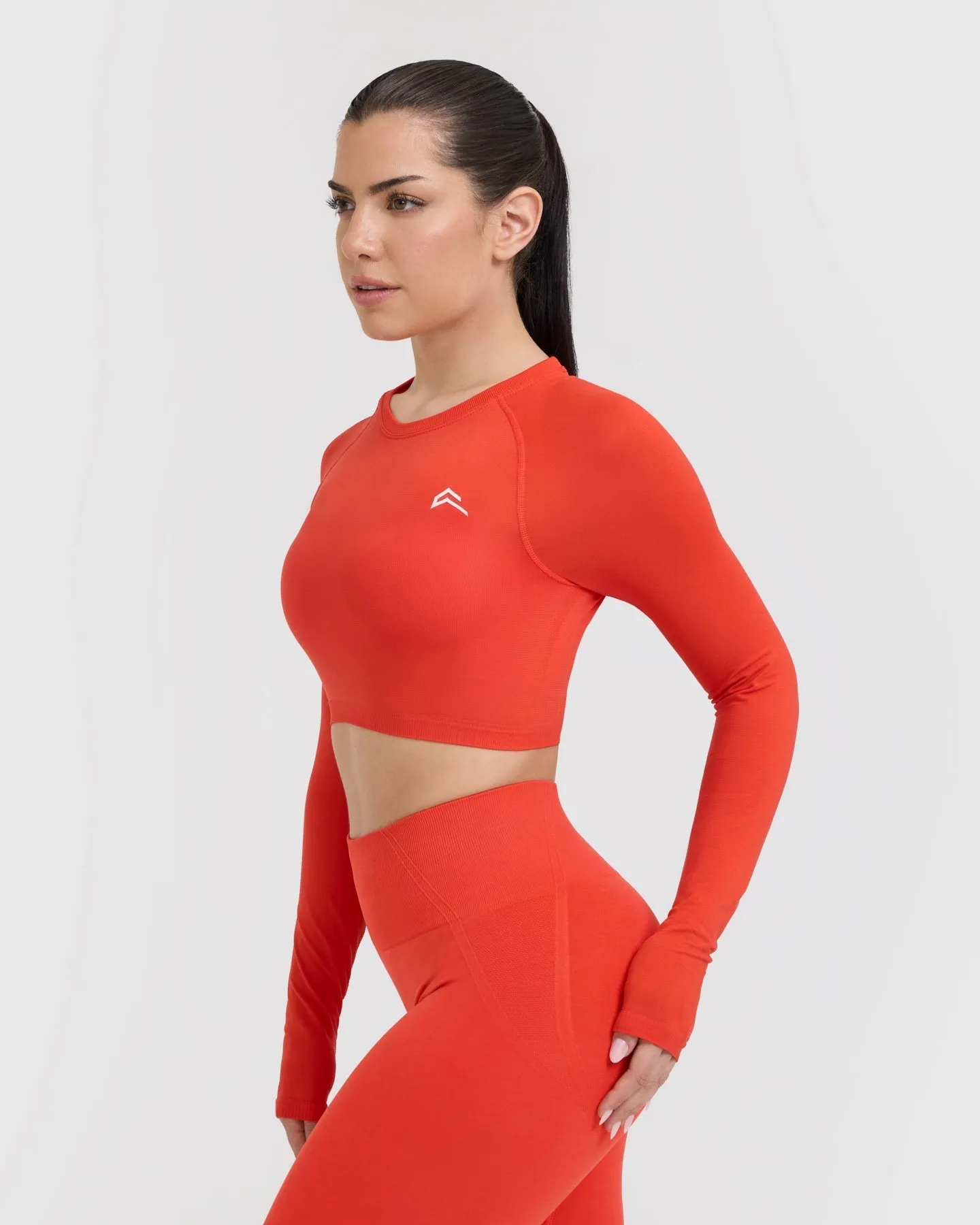 Go To Seamless Fitted Crop Long Sleeve Top | Charged Orange sold by Oner Active product image thumbnail 4