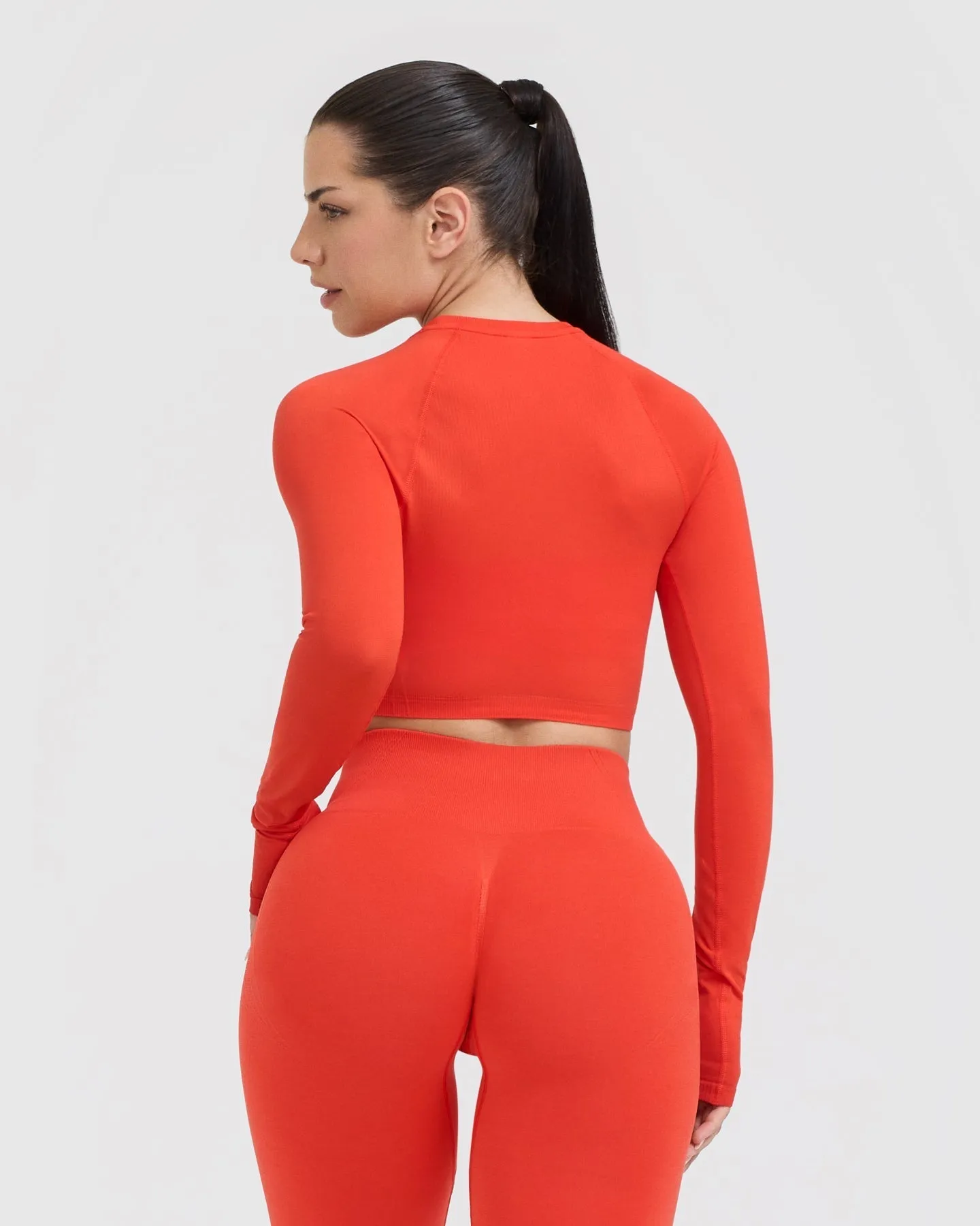 Go To Seamless Fitted Crop Long Sleeve Top | Charged Orange sold by Oner Active product image thumbnail 2