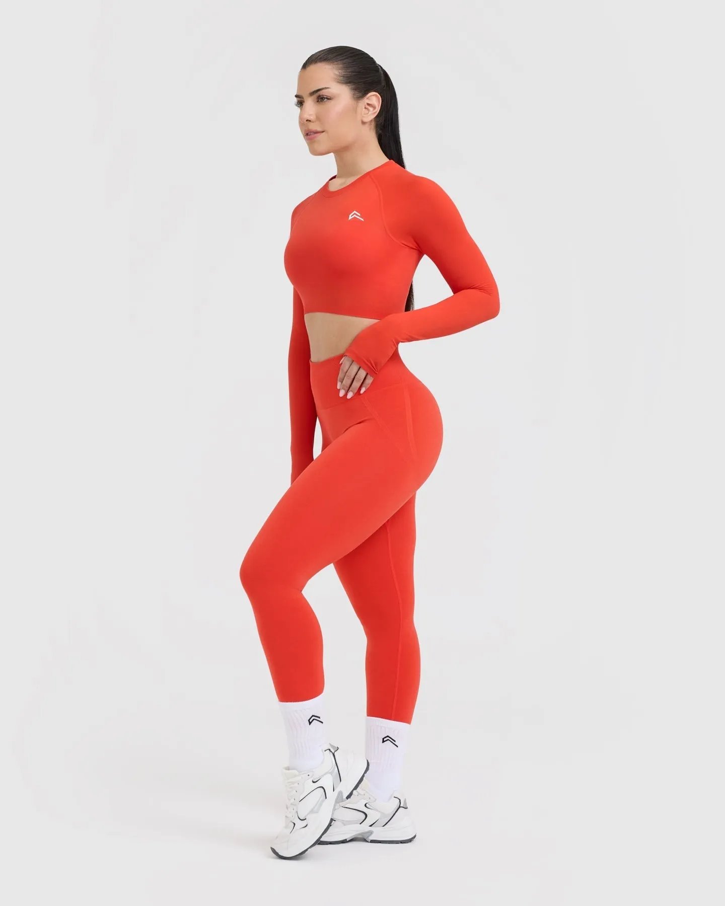 Go To Seamless Fitted Crop Long Sleeve Top | Charged Orange sold by Oner Active product image thumbnail 3