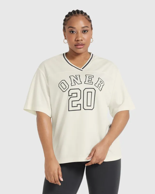 Varsity V-Neck Short Sleeve T-shirt | Off White sold by Oner Active