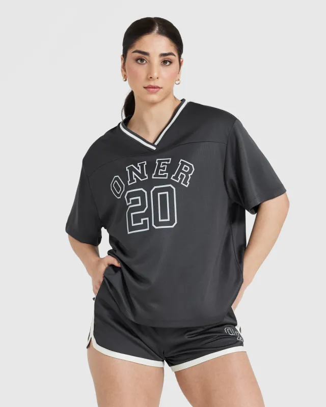 Varsity V-Neck Short Sleeve T-shirt | Coal made by Oner Active
