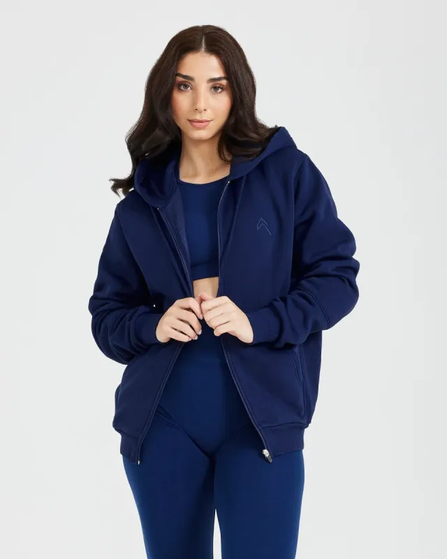 Classic Lounge Oversized Zip Through Hoodie | Midnight sold by Oner Active