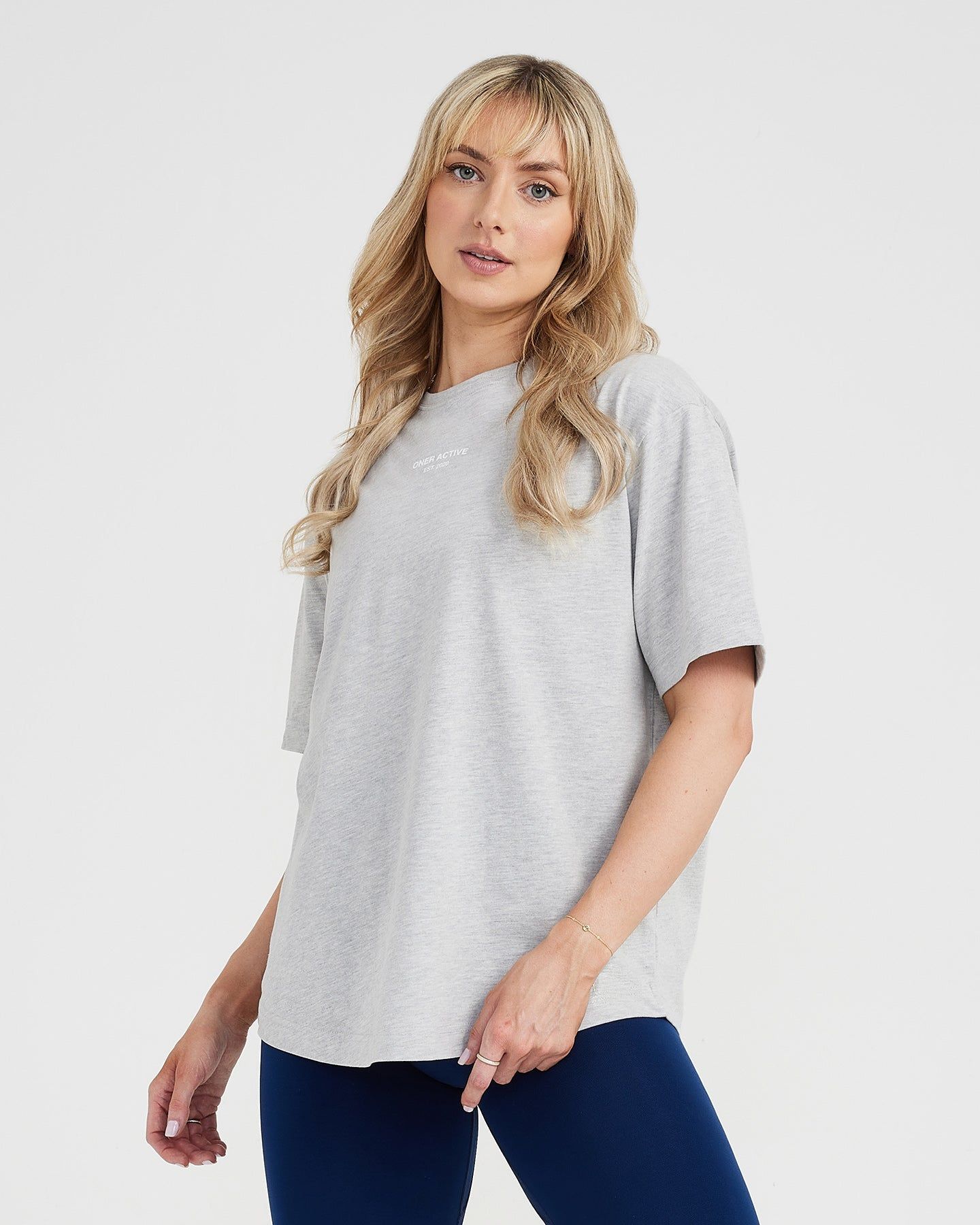 Graphic Oversized Short Sleeve Tee | Silver Marl sold by Oner Active