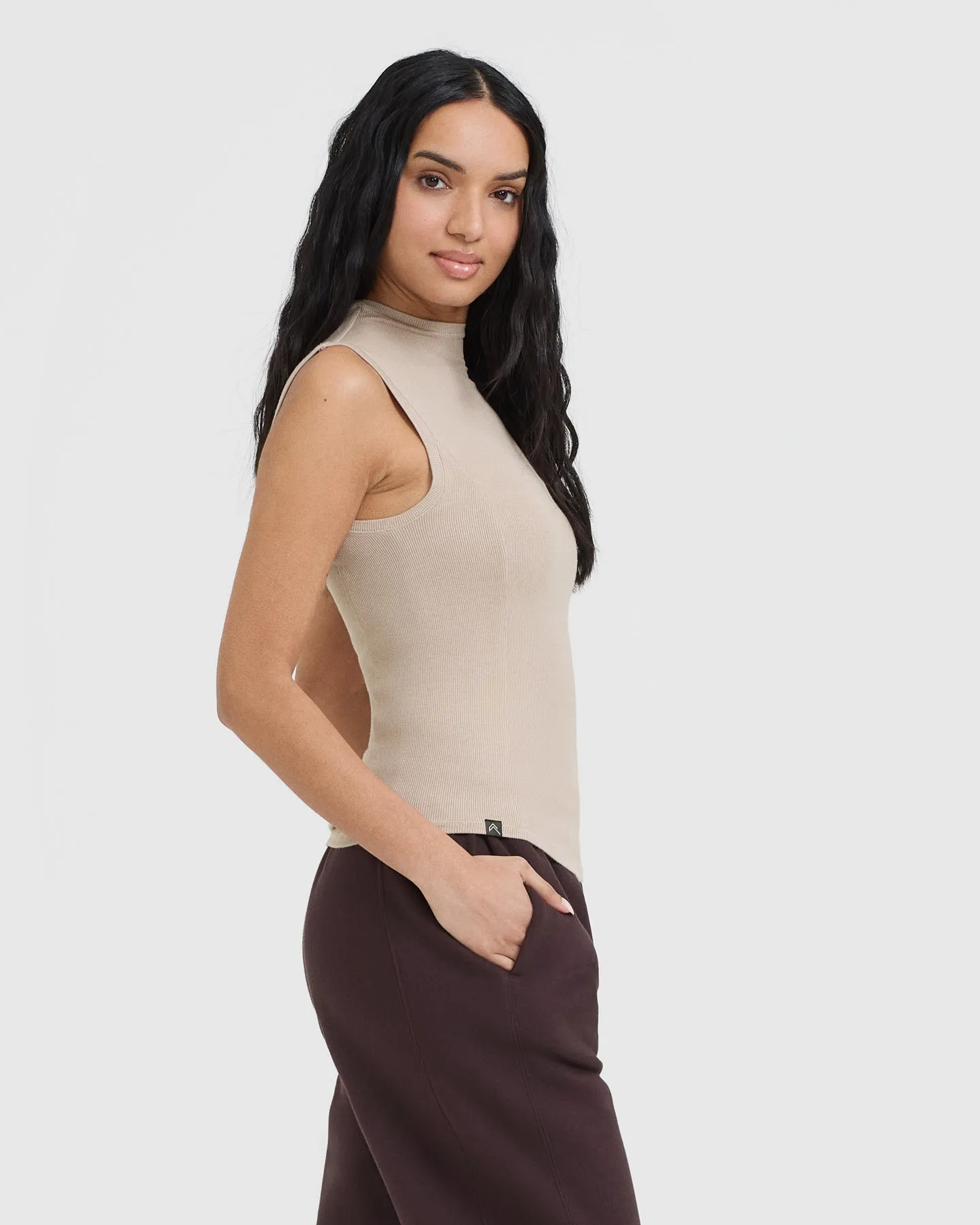 Mellow™ Rib Mock Neck Tank | Mushroom Brown sold by Oner Active product image thumbnail 3