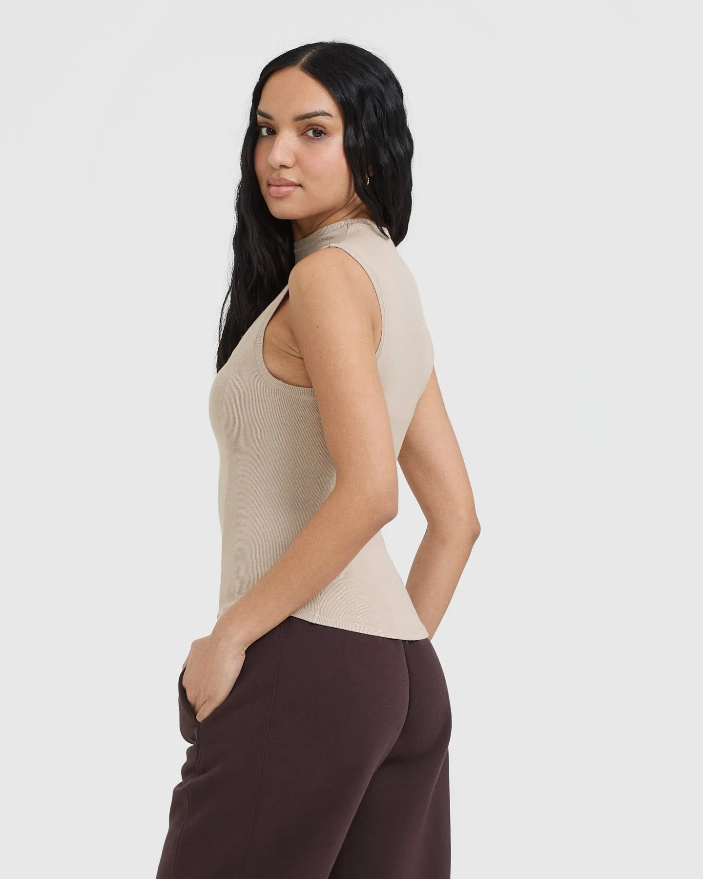 Mellow™ Rib Mock Neck Tank | Mushroom Brown sold by Oner Active product image thumbnail 2