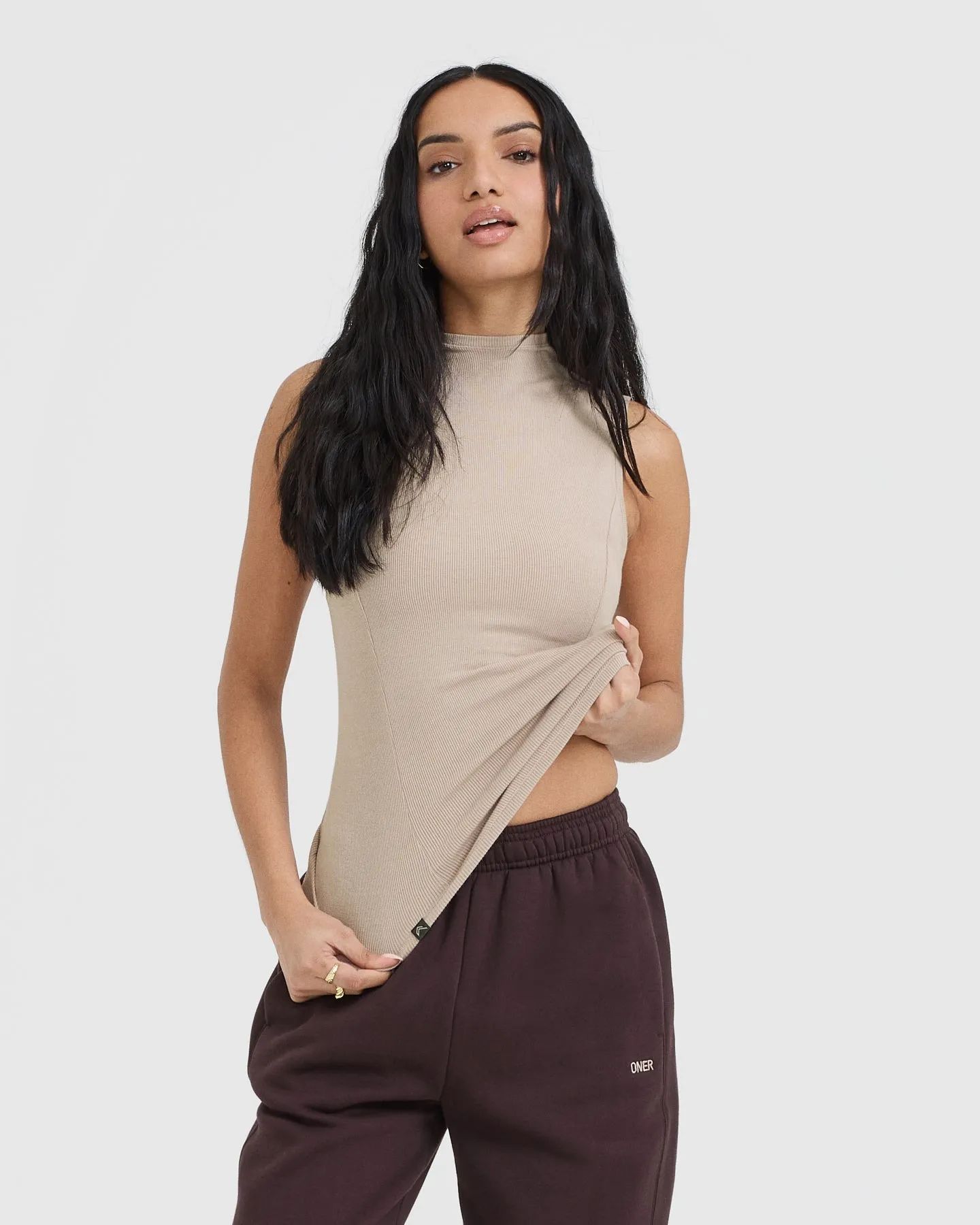 Mellow™ Rib Mock Neck Tank | Mushroom Brown sold by Oner Active