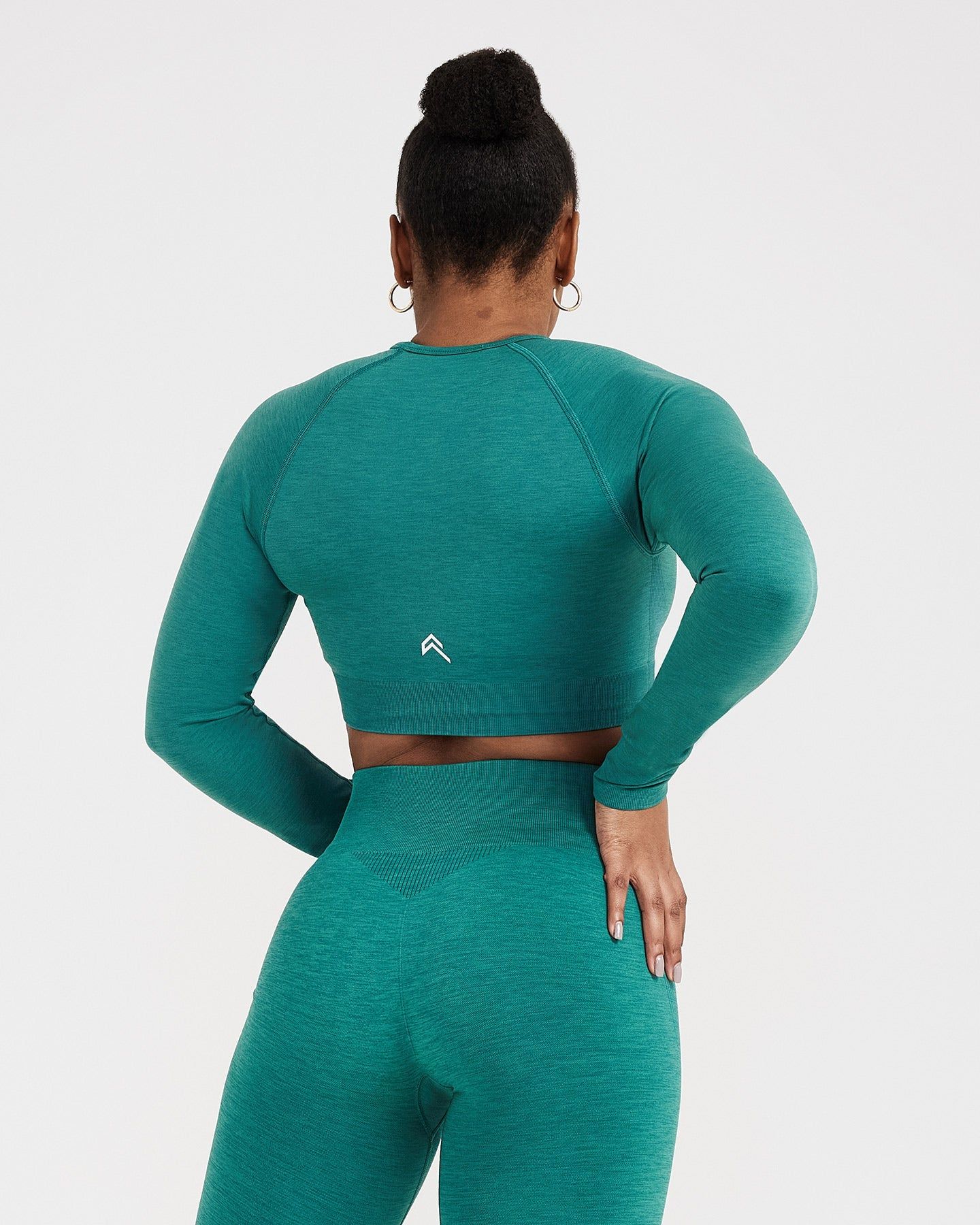 Classic Seamless 2.0 Long Sleeve Crop Top | Mineral Green Marl sold by Oner Active product image thumbnail 4