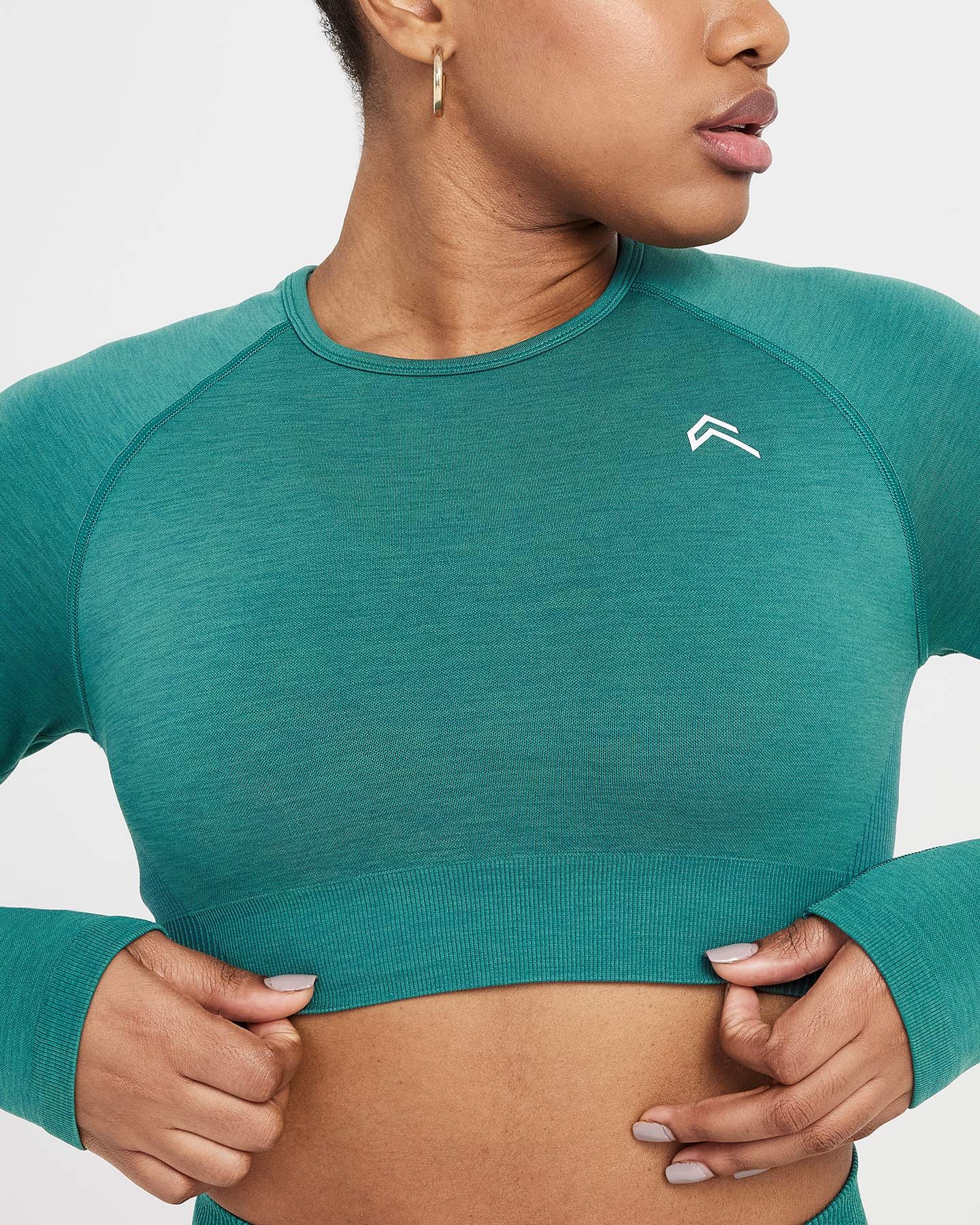 Classic Seamless 2.0 Long Sleeve Crop Top | Mineral Green Marl sold by Oner Active product image thumbnail 3