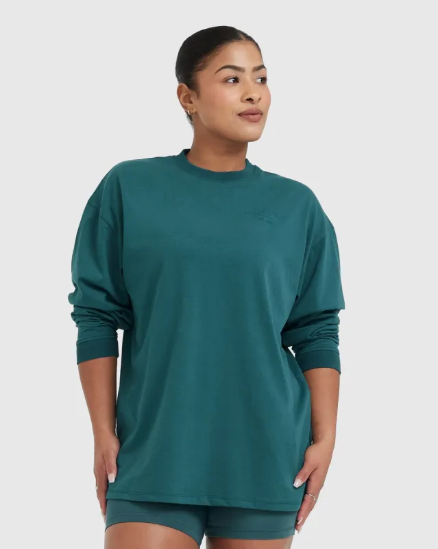 Classic Lifters Graphic Oversized Lightweight Long Sleeve Top | Marine Teal sold by Oner Active
