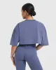 Classic Relaxed Crop Lightweight T-Shirt | Washed Slate Blue sold by Oner Active