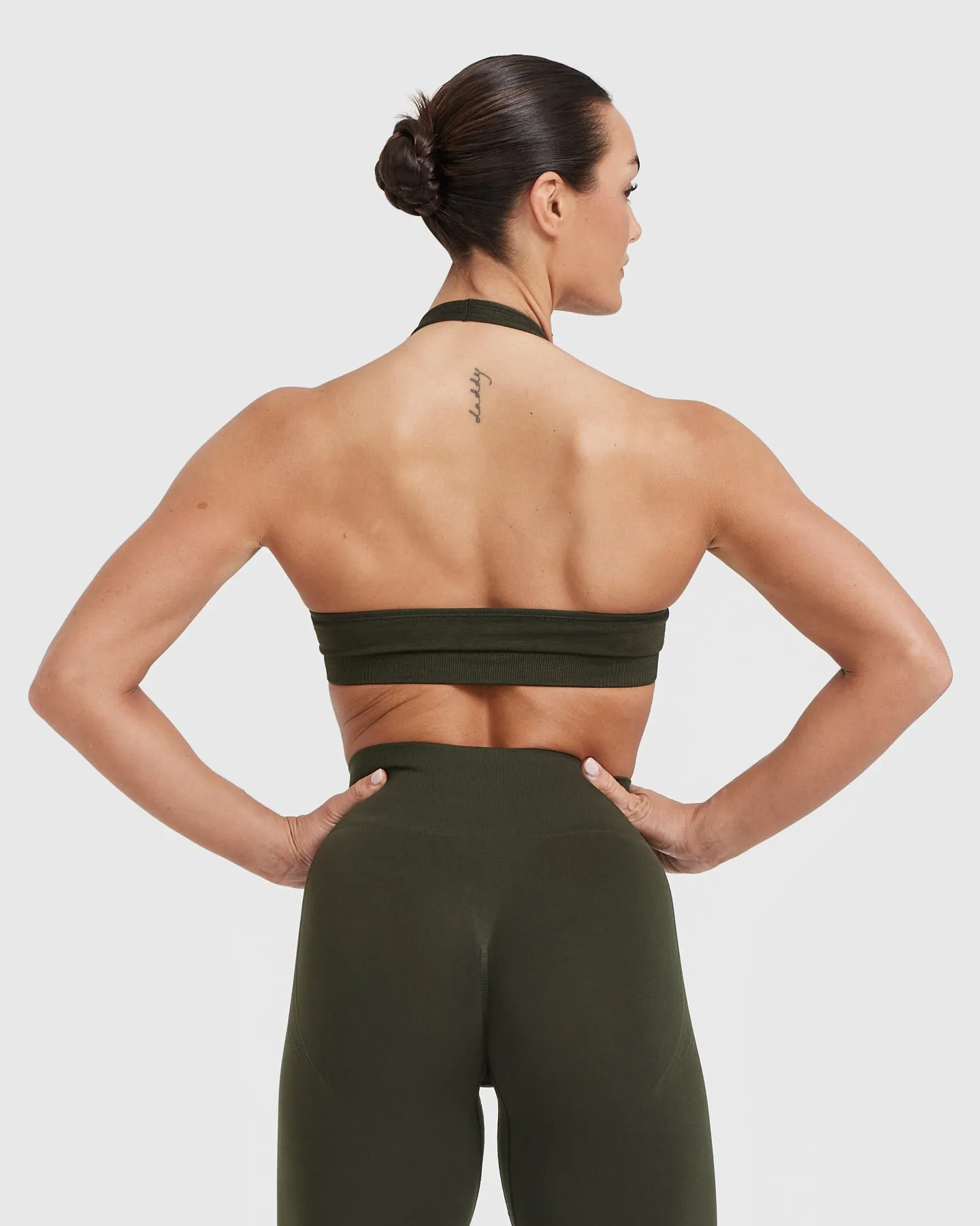 Classic Seamless 2.0 Halter Neck Bralette | Khaki Marl sold by Oner Active product image thumbnail 2