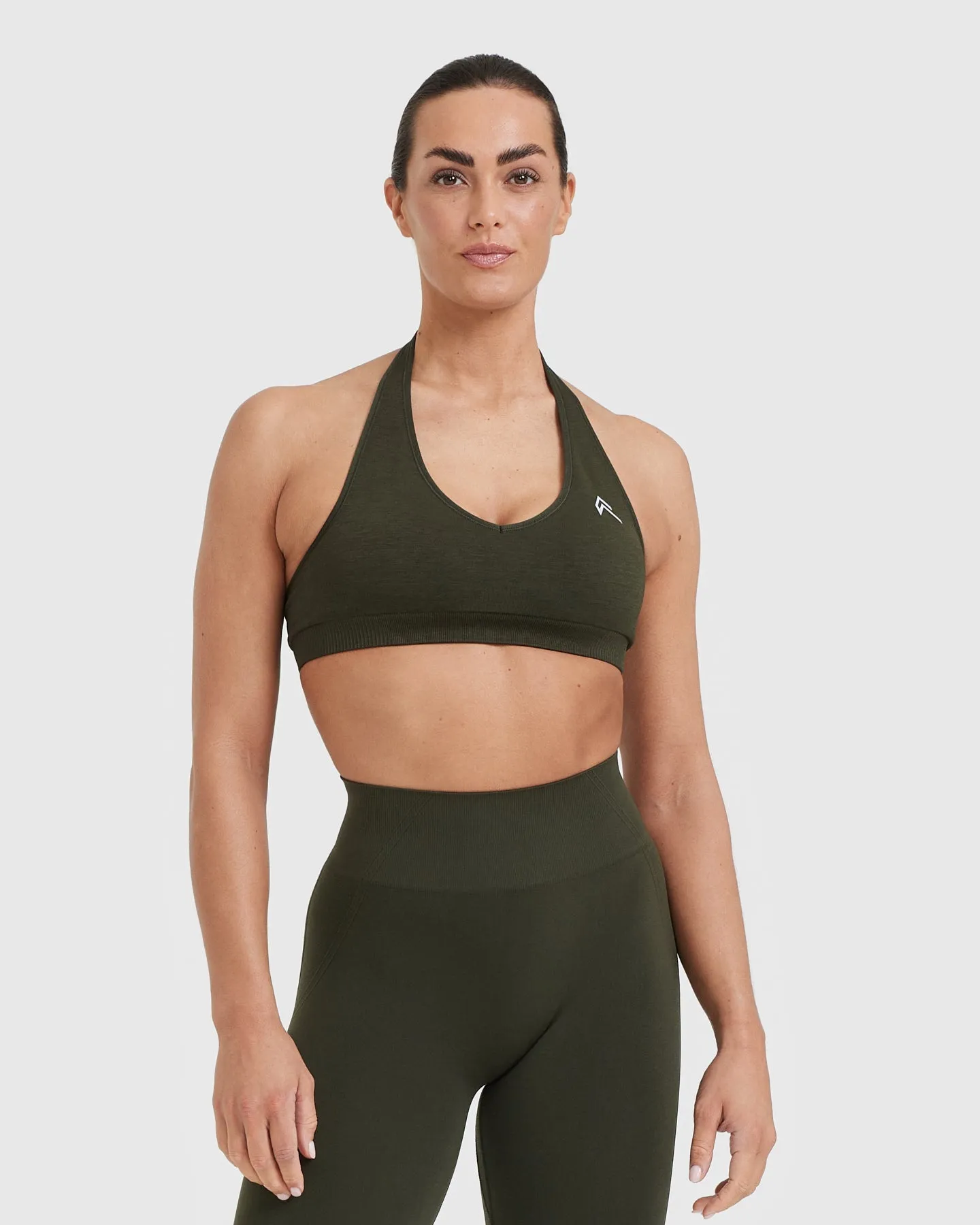 Classic Seamless 2.0 Halter Neck Bralette | Khaki Marl sold by Oner Active