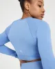 Classic Seamless 2.0 Long Sleeve Crop Top | Light Denim Marl sold by Oner Active