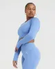 Classic Seamless 2.0 Long Sleeve Crop Top | Light Denim Marl sold by Oner Active