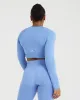 Classic Seamless 2.0 Long Sleeve Crop Top | Light Denim Marl sold by Oner Active