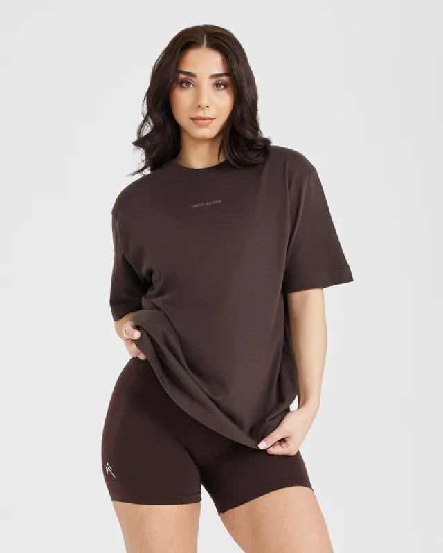 Classic Mirror Graphic Oversized T-Shirt | Washed 70% Cocoa sold by Oner Active
