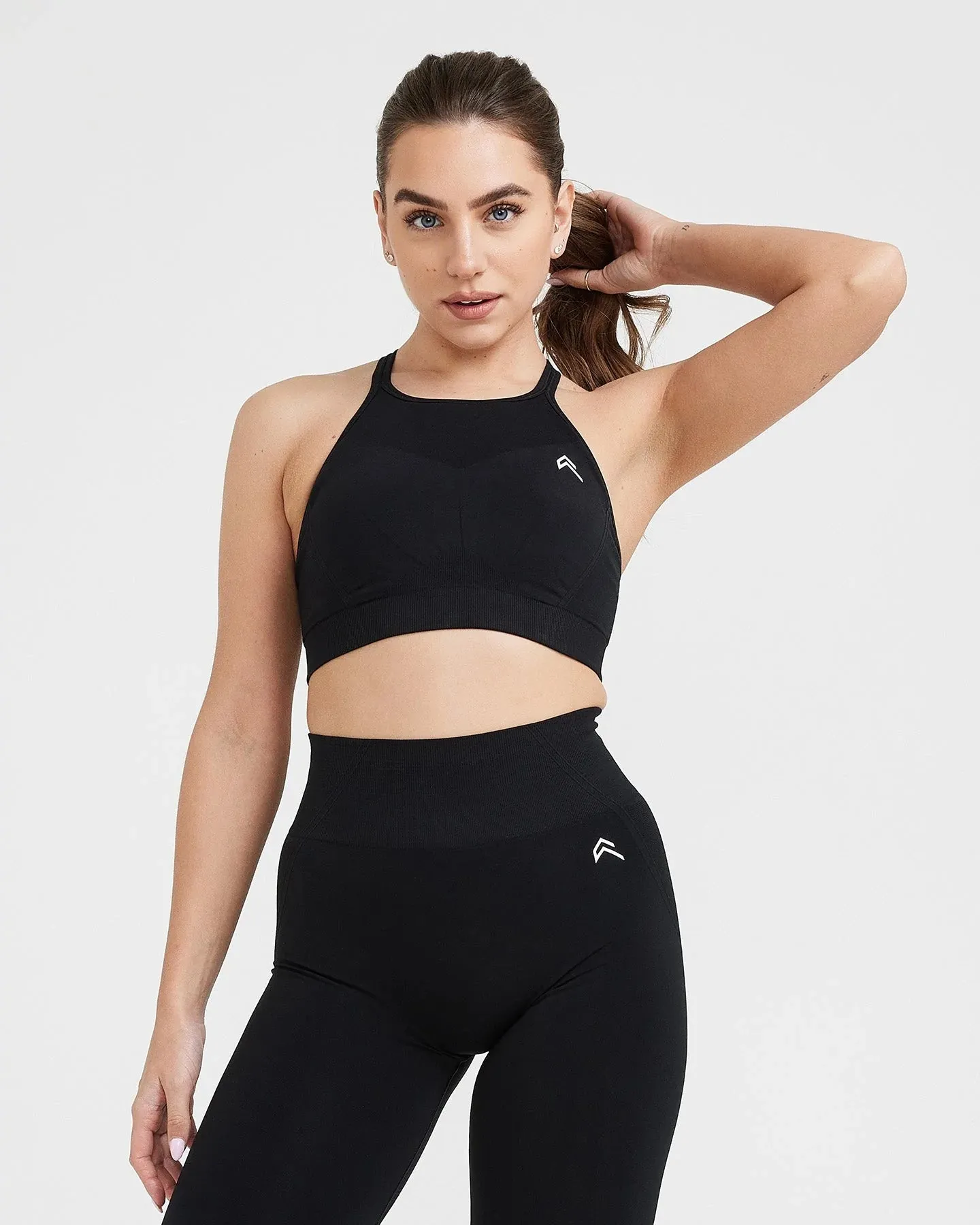 Effortless Seamless High Neck Bralette | Black sold by Oner Active