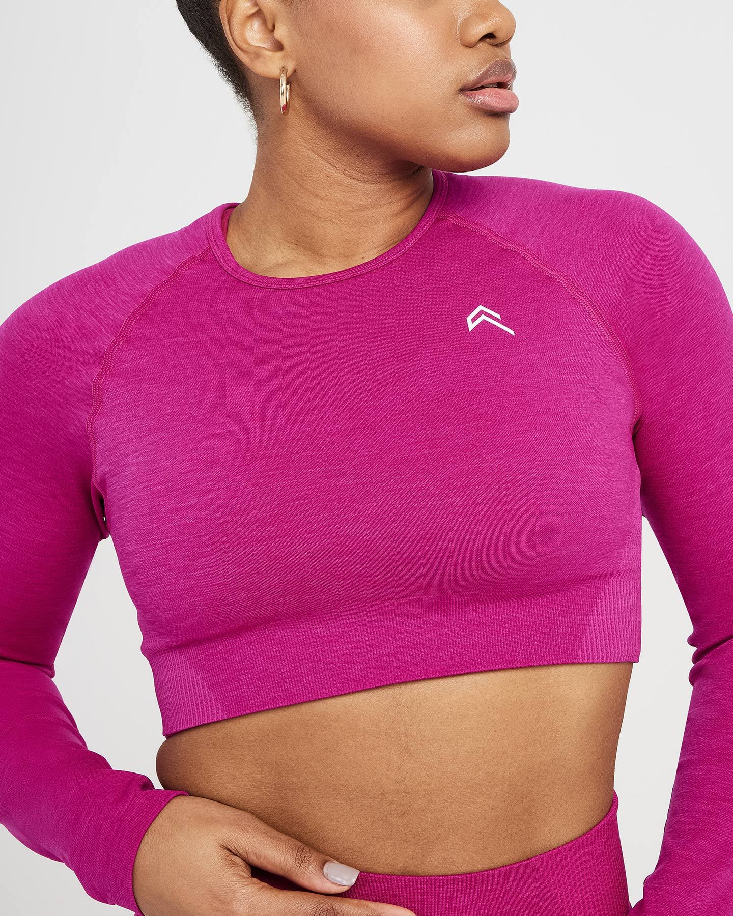 Classic Seamless 2.0 Long Sleeve Crop Top | Fuchsia Marl sold by Oner Active product image thumbnail 3