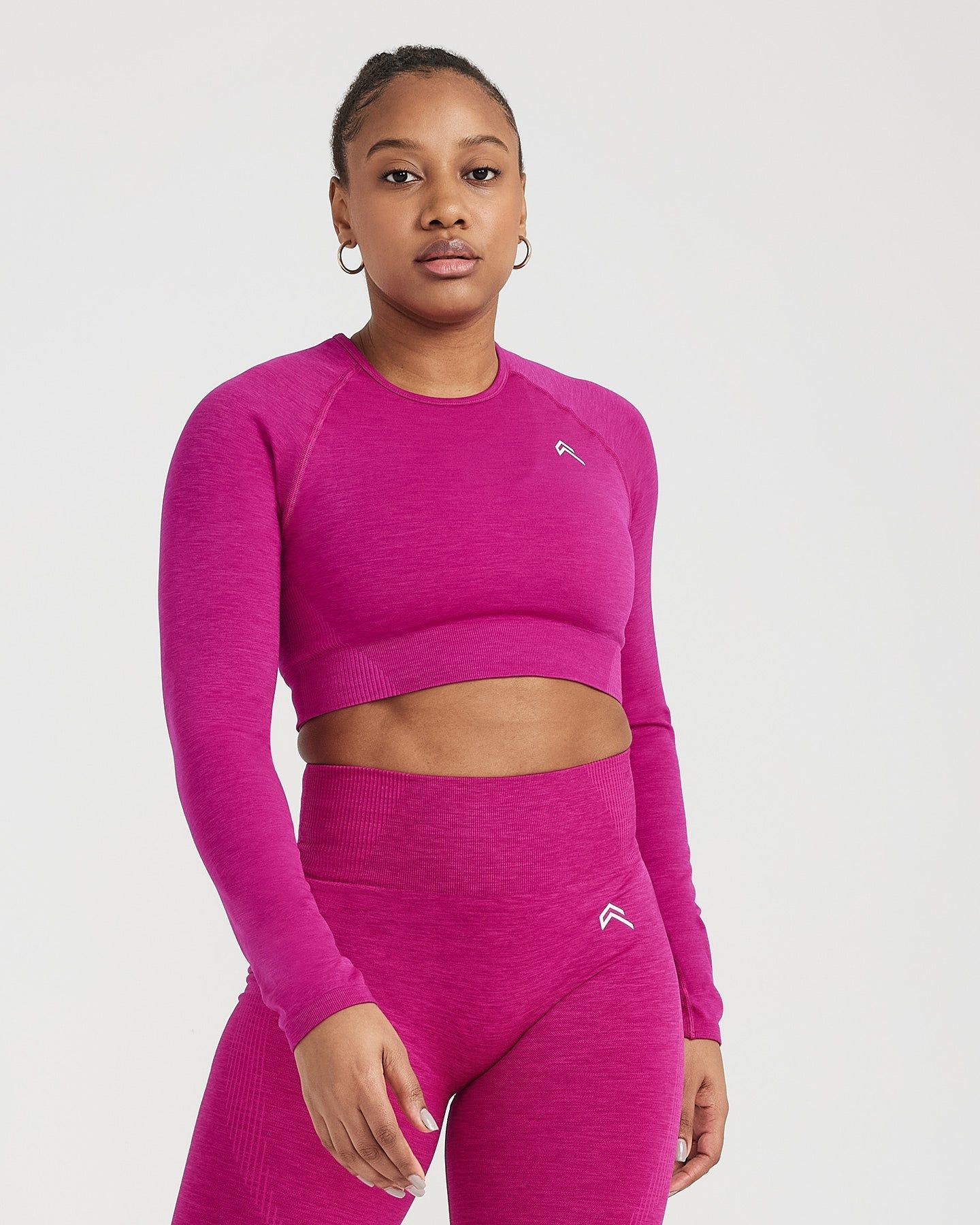 Classic Seamless 2.0 Long Sleeve Crop Top | Fuchsia Marl sold by Oner Active