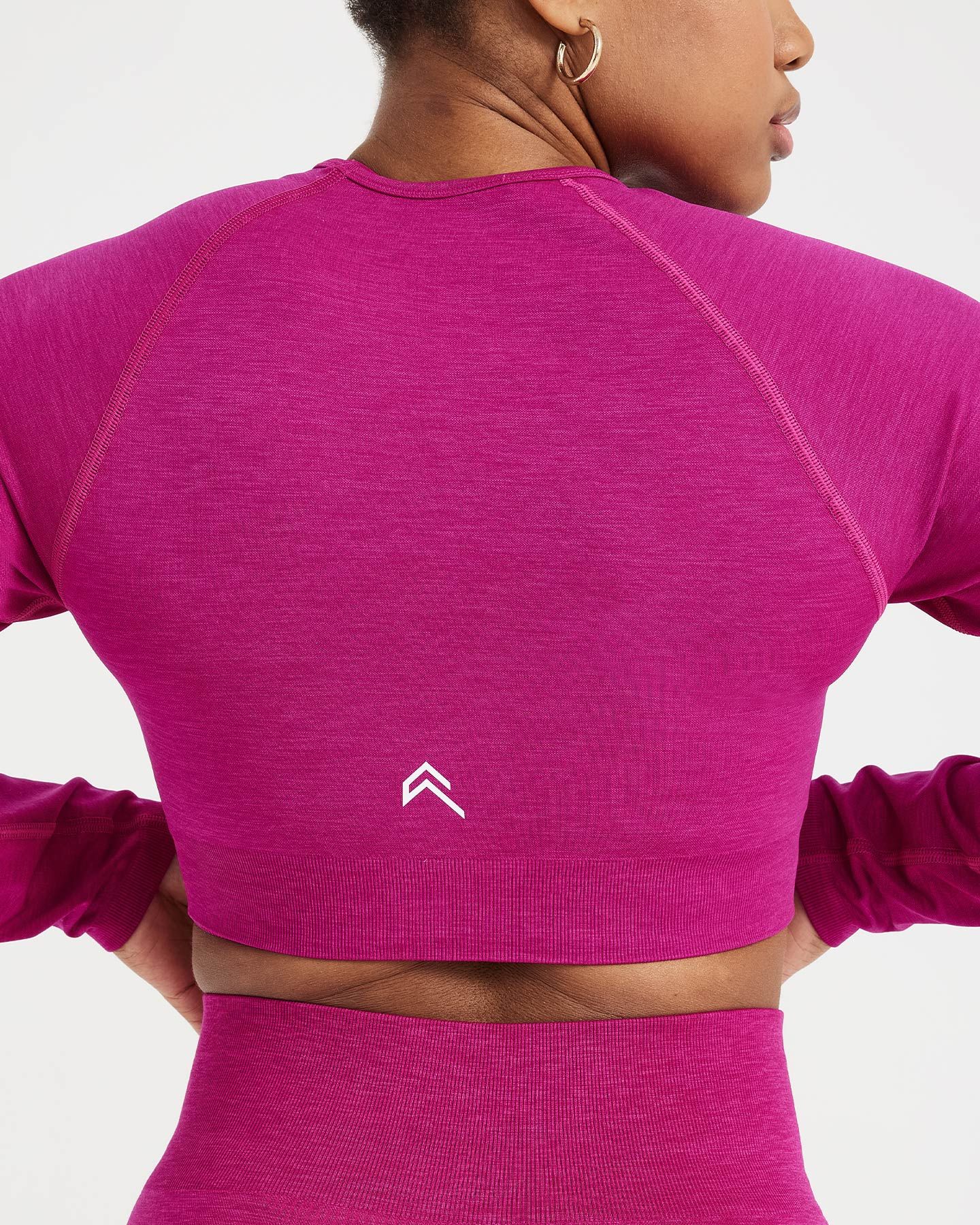 Classic Seamless 2.0 Long Sleeve Crop Top | Fuchsia Marl sold by Oner Active product image thumbnail 5