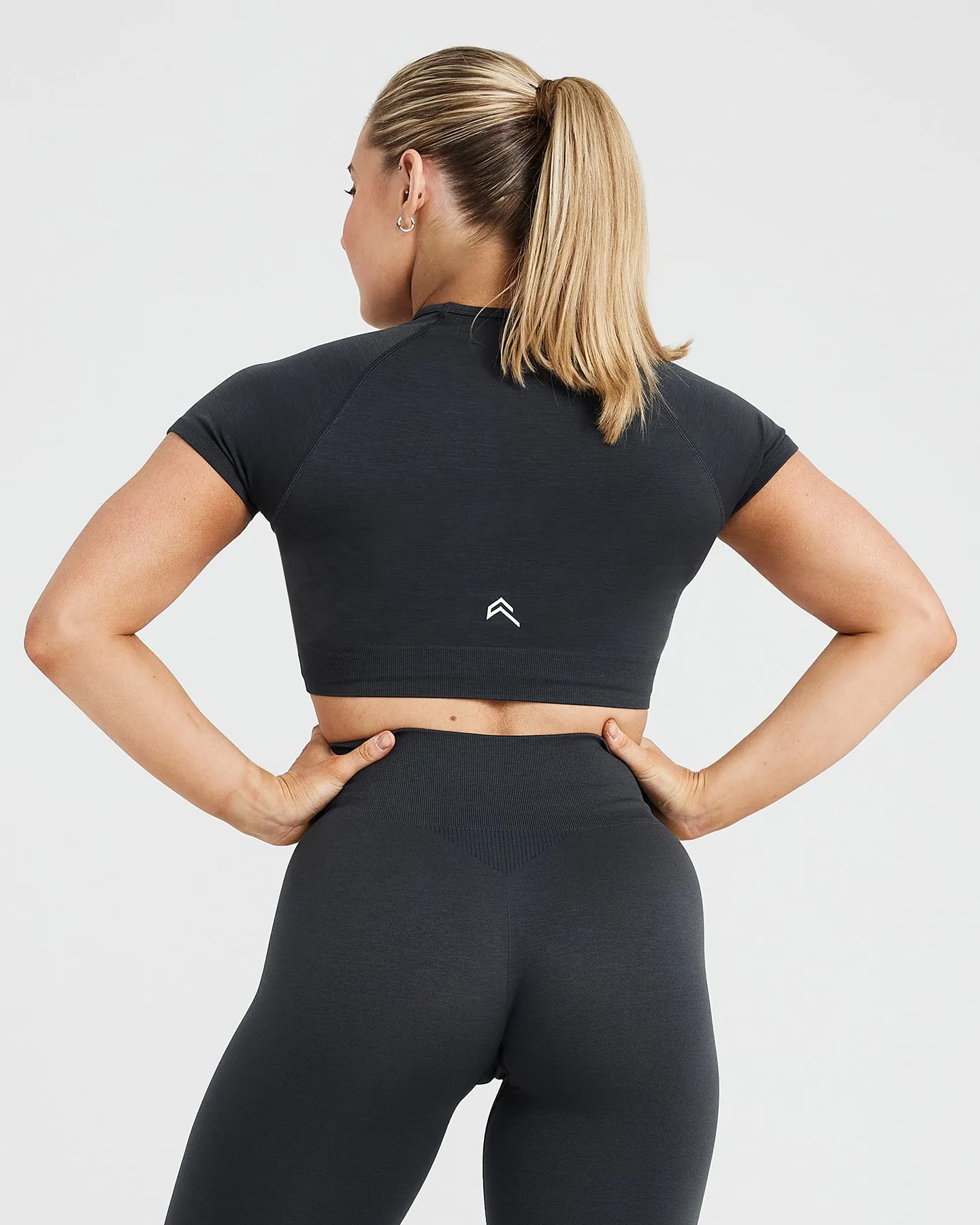 Classic Seamless 2.0 Short Sleeve Crop Top | Coal Marl sold by Oner Active product image thumbnail 2