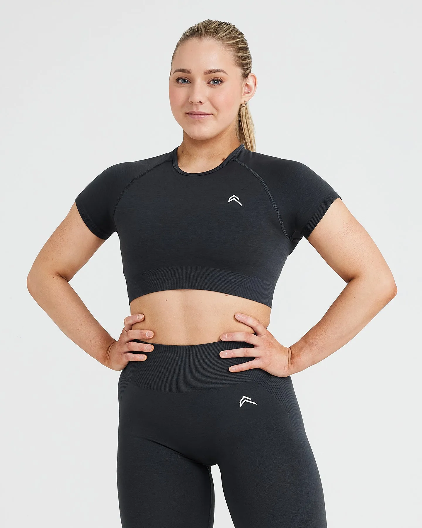 Classic Seamless 2.0 Short Sleeve Crop Top | Coal Marl sold by Oner Active
