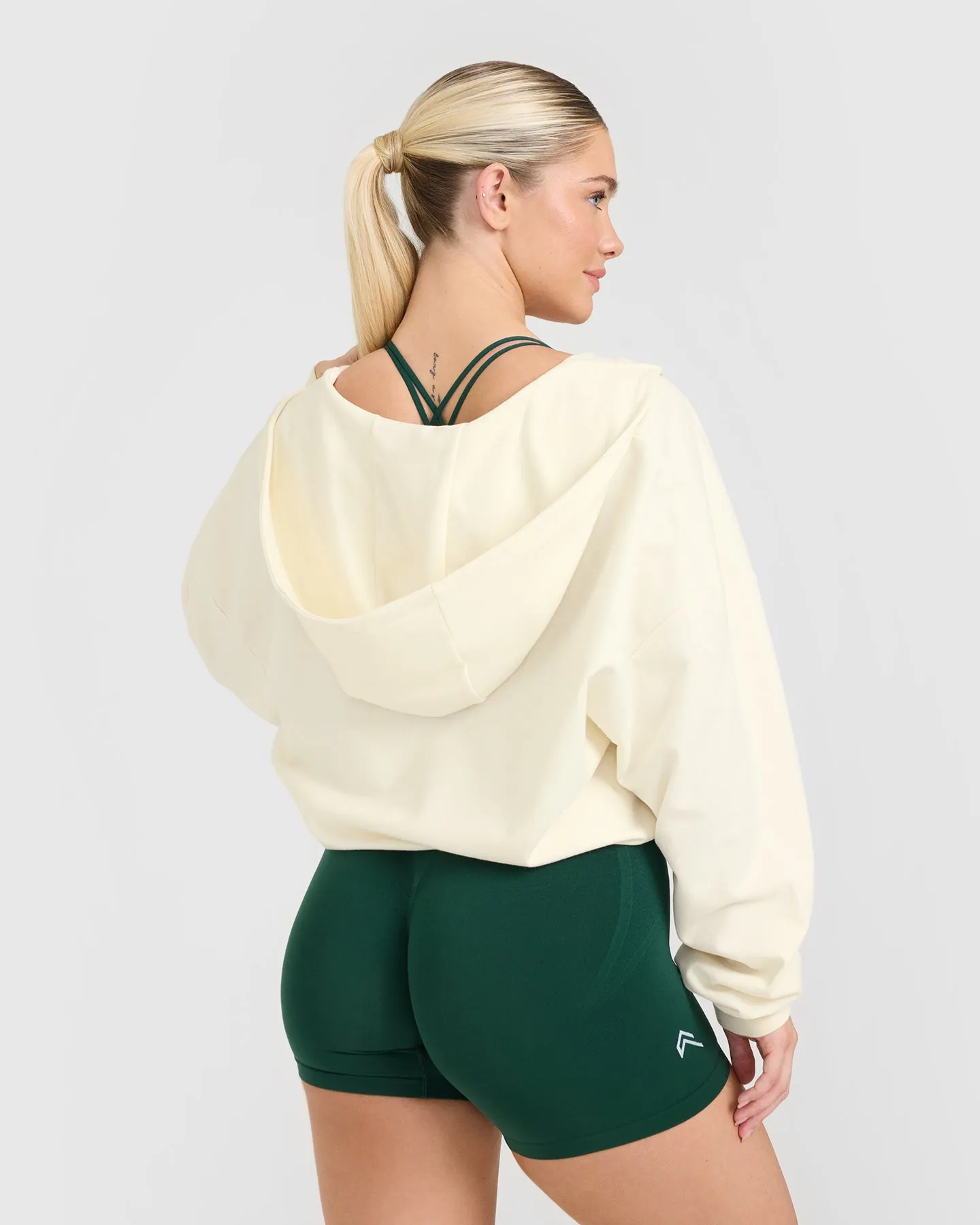 Lightweight Zip Through Hoodie with Printed Logo | Off White sold by Oner Active product image thumbnail 2