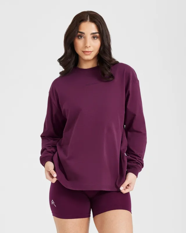 Classic Mirror Graphic Oversized Long Sleeve Top | Washed Ripe Fig sold by Oner Active