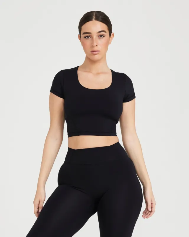 Timeless Crop Short Sleeve Tee | Black sold by Oner Active