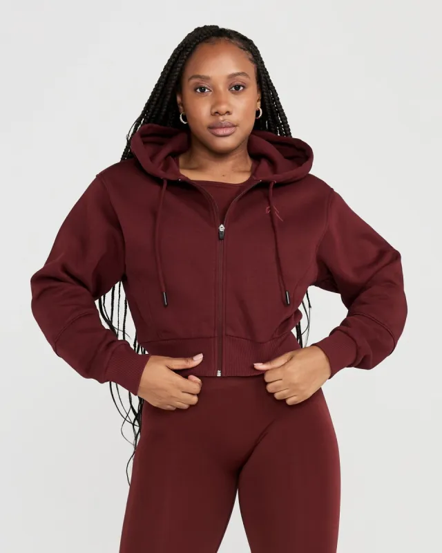 Classic Lounge Cropped Zip Through Hoodie | Rosewood sold by Oner Active