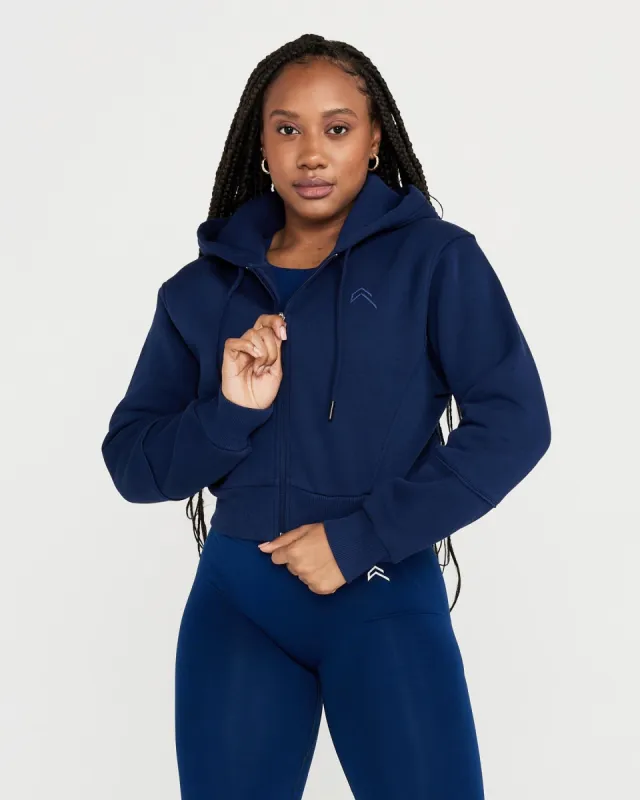 Classic Lounge Cropped Zip Through Hoodie | Midnight sold by Oner Active