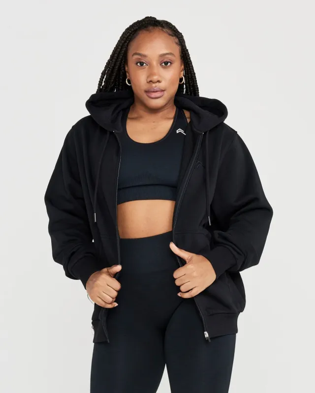 Classic Lounge Oversized Zip Through Hoodie | Black sold by Oner Active