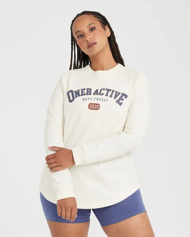 Oversized Long Sleeve Club Tee | Off White sold by Oner Active