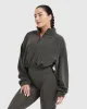 Fleece Oversized Crop 1/2 Zip Sweatshirt | Deep Taupe sold by Oner Active